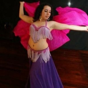 Pink and lavendar bellydance bra and belt set